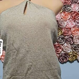 Ralph Lauren Metallic Halter Camisole in Champagne Gold